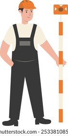 Construction Staff Worker Illustration. Isolated Vector Character with Flat Cartoon Style.