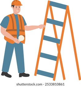 Construction Staff Worker Illustration. Isolated Vector Character with Flat Cartoon Style.