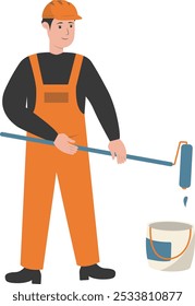 Construction Staff Worker Illustration. Isolated Vector Character with Flat Cartoon Style.
