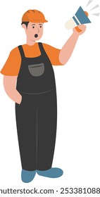 Ilustración del trabajador de la construcción. Personaje de Vector aislado con estilo plano de dibujos animados.