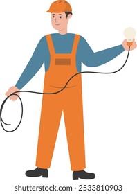 Construction Staff Worker Illustration. Isolated Vector Character with Flat Cartoon Style.
