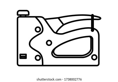 Icono de grapador de construcción en estilo de arte de línea aislado en fondo blanco. Herramienta Carpintero de cañón grapa. Ilustración vectorial.
