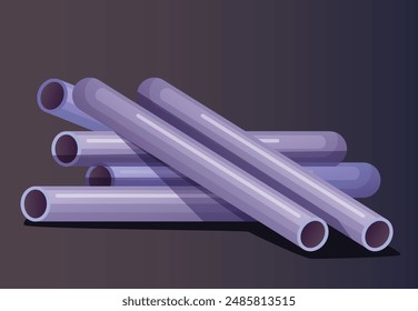 Konstruktion Stahlrohrstapel isoliertes Konzept. Vektorgrafik Flache Cartoon Design Element Illustration 