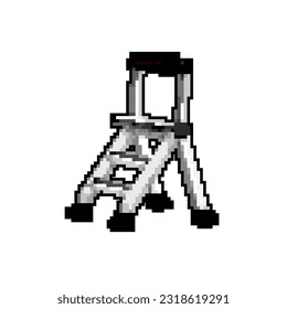 construction step ladder safety game pixel art retro vector. bit construction step ladder safety. old vintage illustration
