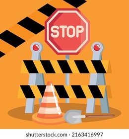 construction stop signal and shovel