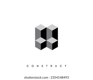 Construcción, estructura, arquitectura, diseño del logotipo de planificación para la identidad empresarial.