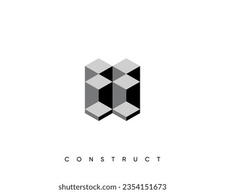 Construcción, estructura, arquitectura, diseño del logotipo de planificación para la identidad empresarial.