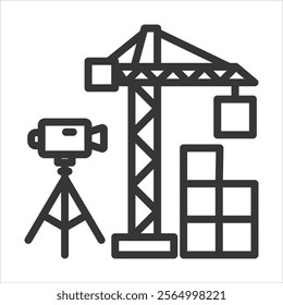 Construction Surveying Outline Icon Vector Illustration - Powered by Shutterstock - Get 15% off with code: PIKWIZARD15