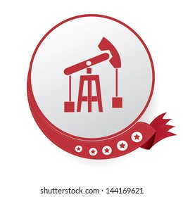 Construction symbol,Red button,on White background,vector