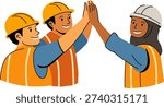 Construction Team High Five Celebration