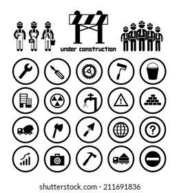 construction team vector icon set  