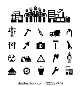 construction team vector icon set  