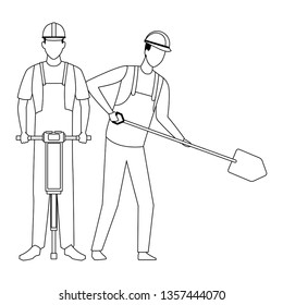 Construction teamwork avatar in black and white