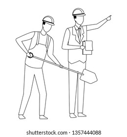 Construction teamwork avatar in black and white