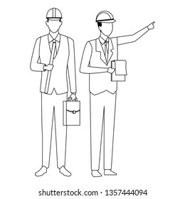 Construction teamwork avatar in black and white