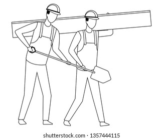 Construction teamwork avatar in black and white