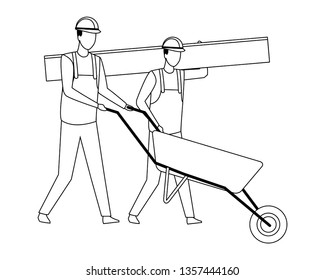 Construction teamwork avatar in black and white