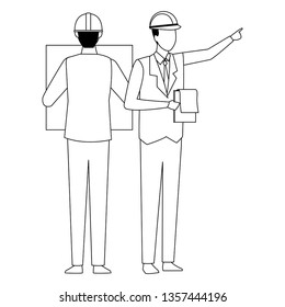 Construction teamwork avatar in black and white