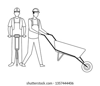 Construction teamwork avatar in black and white