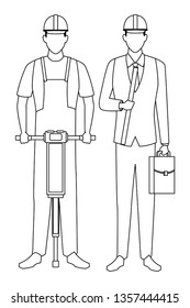 Construction teamwork avatar in black and white