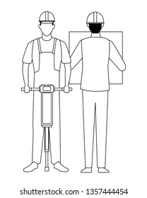 Construction teamwork avatar in black and white