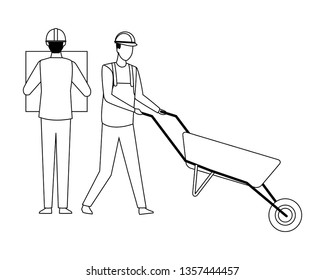 Construction teamwork avatar in black and white