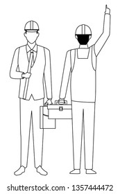 Construction teamwork avatar in black and white