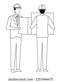 Construction teamwork avatar in black and white