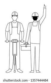 Construction teamwork avatar in black and white