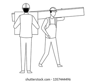 Construction teamwork avatar in black and white