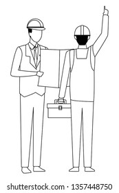 Construction teamwork avatar in black and white
