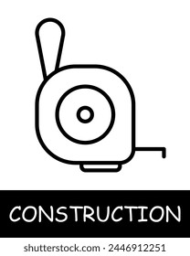 Construction, technology icon. Construction equipment, ruler, device, simplicity, silhouette, building. Industrial machinery, heavy duty vehicles, and tools for construction projects concept.