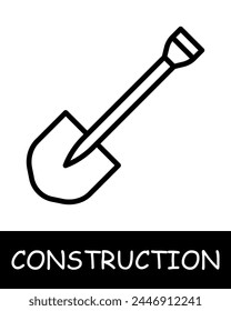 Construction, technology icon. Construction equipment, shovel, metal, simplicity, silhouette, building. Industrial machinery, heavy duty vehicles, and tools for construction projects concept.