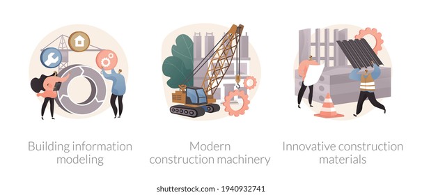Construction technology innovation abstract concept vector illustrations.