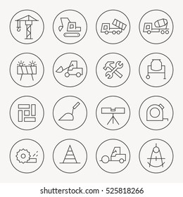 Construction thin line icon set