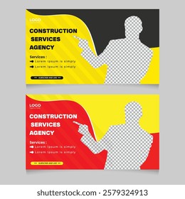 Construction thumbnail post or banner design template