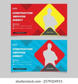 Construction thumbnail post or banner design template