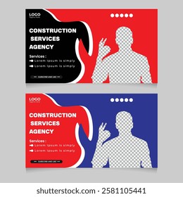 Construction thumbnail post or banner design template