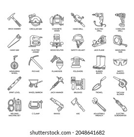 Construction Tool 1, Thin Line and Pixel Perfect Icons