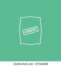 Construction Tool Cement Bag Line Icon On Green Background