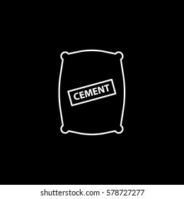 Construction Tool Cement Bag Line Icon On Black Background