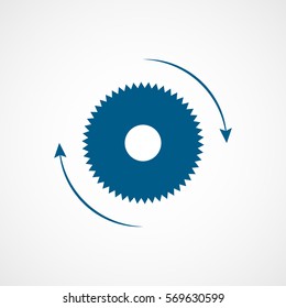 Construction Tool Circular Round Saw Blue Flat Icon On White Background