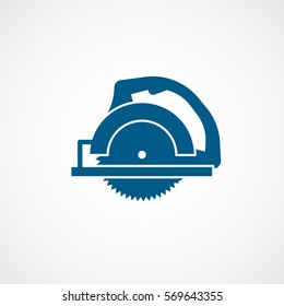 Construction Tool Circular Round Saw Blue Flat Icon On White Background