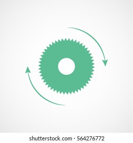 Construction Tool Circular Saw Green Flat Icon On White Background