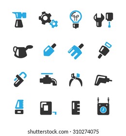 Construction tool collection icons set vector.