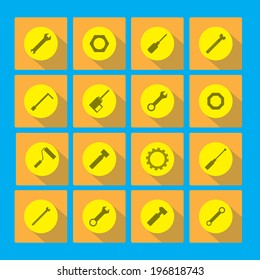 Construction tool collection with long flat shadow