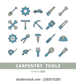 colección de herramientas de construcción. establecer la plantilla de logotipo de ilustración vectorial de icono para muchos fines. Aislado sobre fondo blanco. caricatura a todo color.