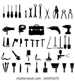 Construction tool collection - vector silhouette