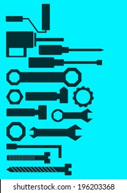 Construction tool collection - vector silhouette 
