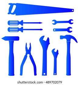 Construction tool collection.vector silhouette